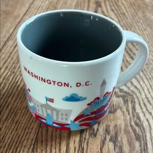 Starbucks White and Gray Mug with Washington D.C. Design